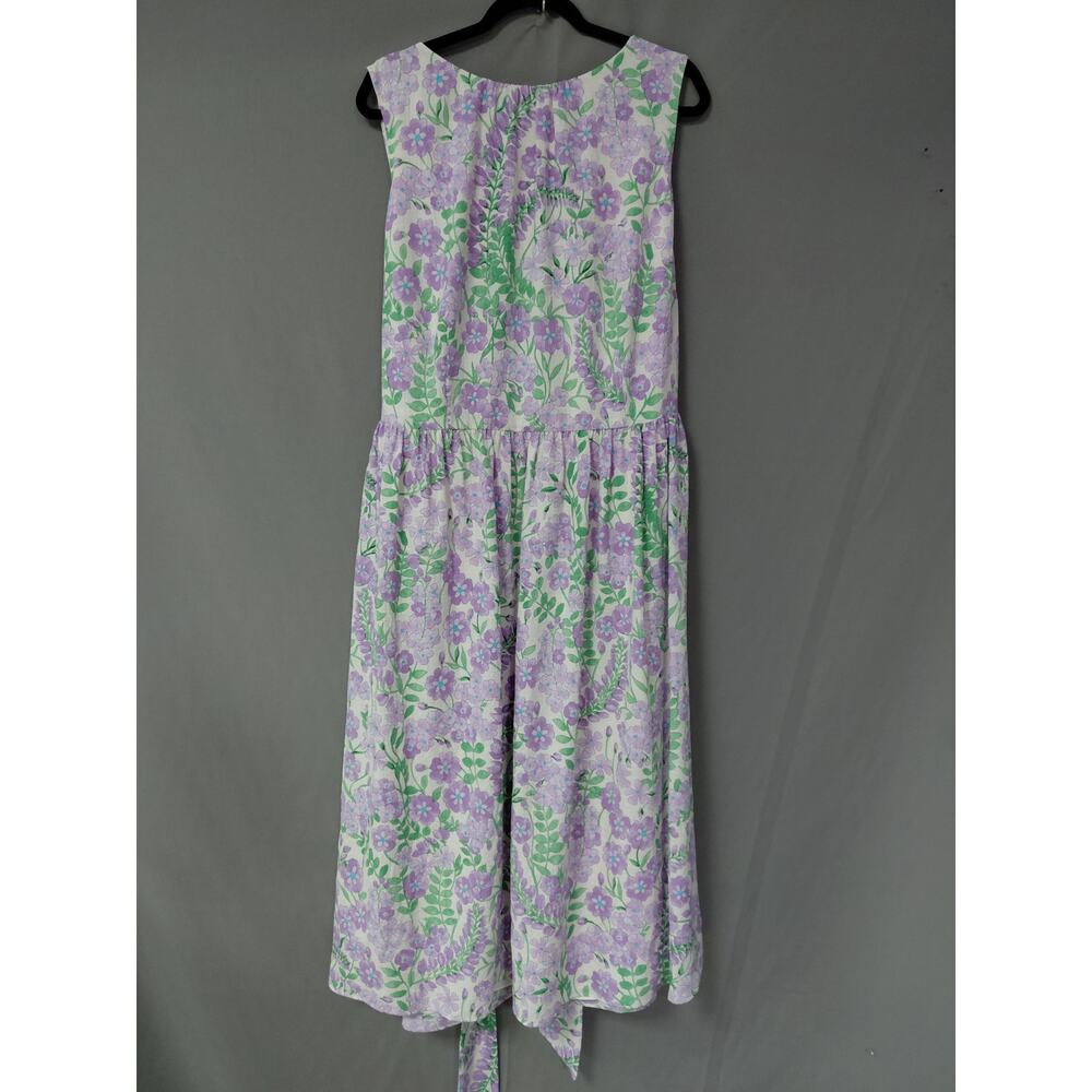 Talbots Plus Purple Green Floral Sleeveless Midi Dress Women Size 20W - Picture 2 of 10